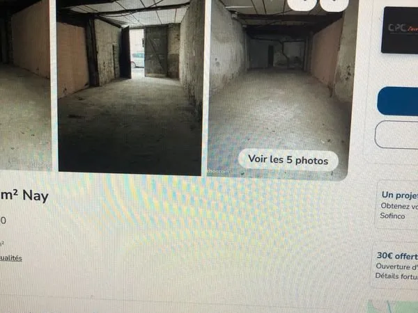 Garagede 19 m2; clinique marzet centre pau 16500e