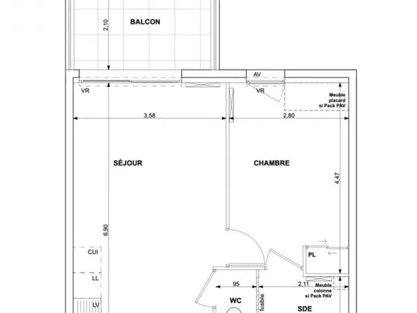 Appartement 2 pièces 47 m²