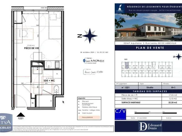 Appartement 1 pièce 22 m²
