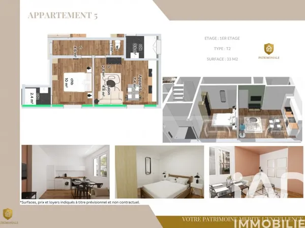 Appartement 2 pièces 33 m²