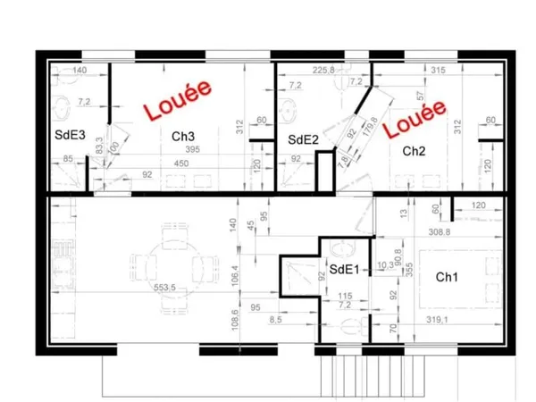 Chambre 1 pièce 17 m²