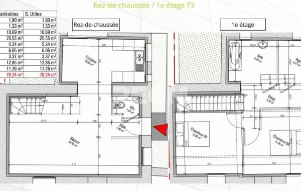Appartement 3 pièces 78 m²