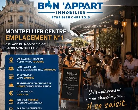 Fonds de commerce 45 m² MONTPELLIER
