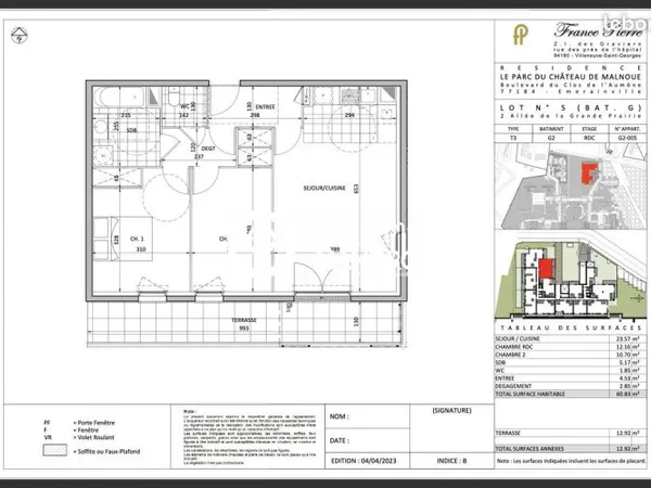 Appartement 3 pièces 61 m²