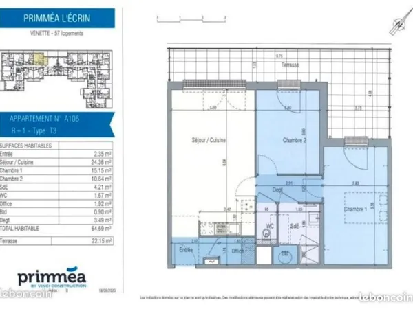 Colocation disponible dès mai - T3 récent avec balcon à Venette