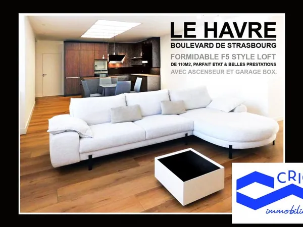 A VENDRE : LE HAVRE FORMIDABLE F5 110M2 STYLE LOFT EN PARFAIT ET