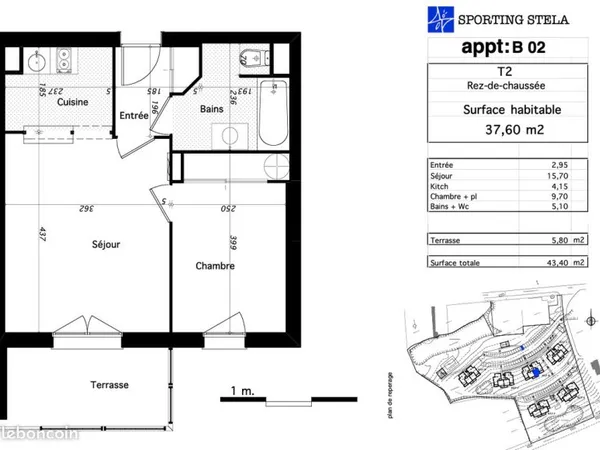 Appartement 2 pièces 38m2 meublé piscine Sporting Nogaro