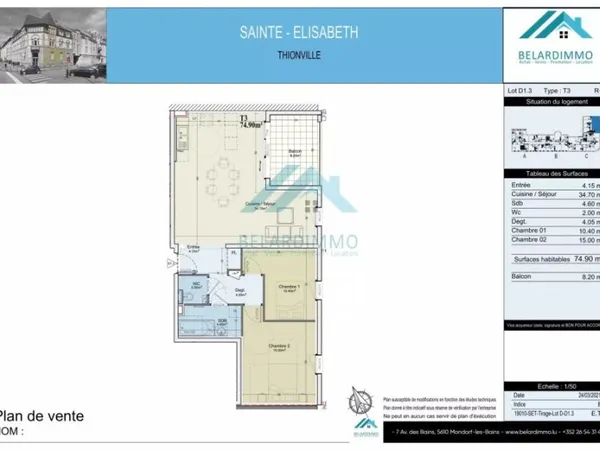Appartement 3 pièces 75 m²