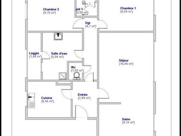 Appartement 3 pièces 66m2