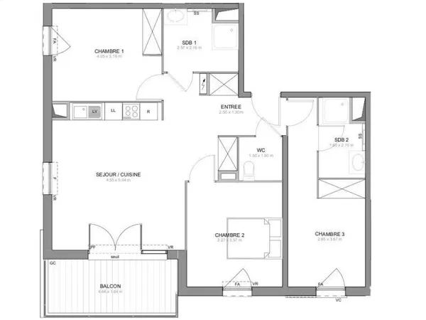 Appartement 4 pièces 79 m²