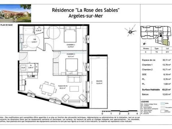 Appartement 3 pièces 62 m²