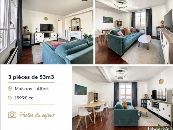 Appartement meublé - 3 pièces - 53m2