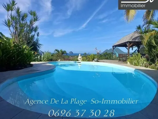 VENTE BELLE VILLA CREOLE T4 + 2T1 PISCINE - VUE MER- LE DIAMANT MARTINIQUE