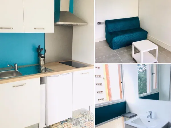 Chambre avec salle de bain et cuisine privative