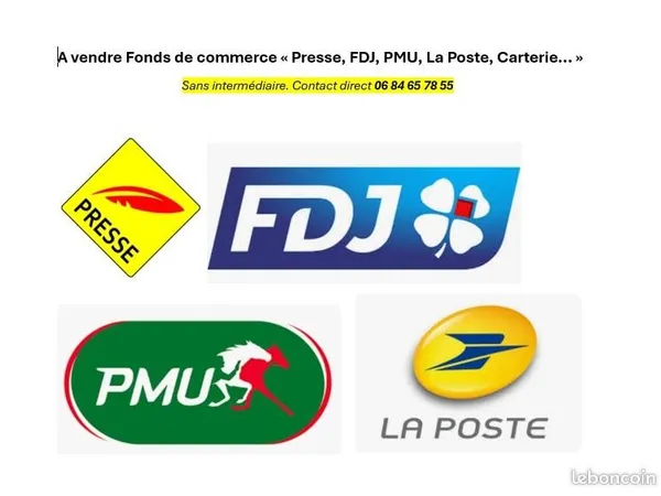 Fond de commerce: Presse, FDJ, PMU, La Poste, Carterie ...