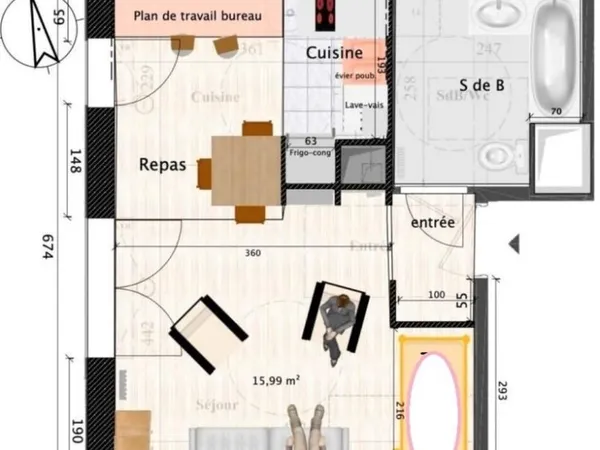 Studio de 34 m2 quartier la genette
