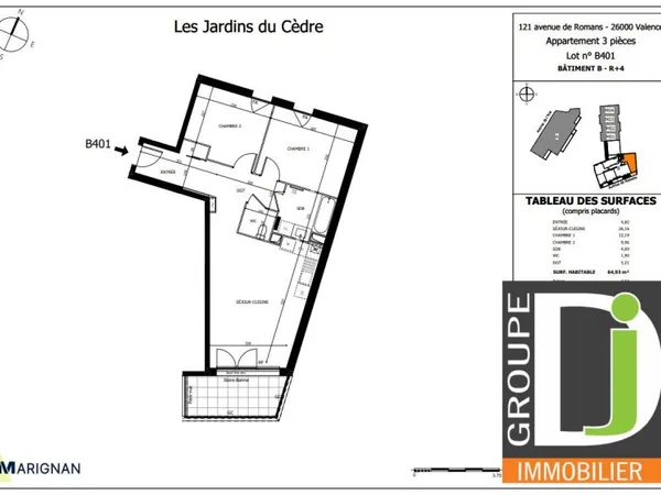 Appartement 3 pièces 65 m²