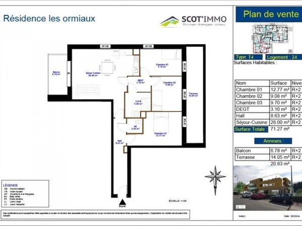 Appartement 4 pièces 71 m²