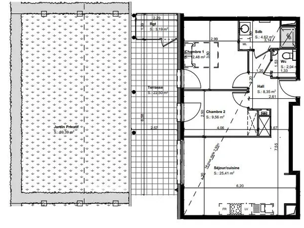 Appartement 3 pièces 62 m²