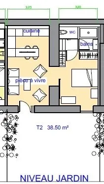 Appartement 2 pièces 38 m²