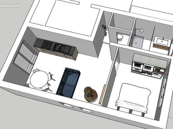 Appartement lumineux T2 39 m² à aménager intégralement