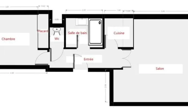Appartement 2 pièces 52 m²