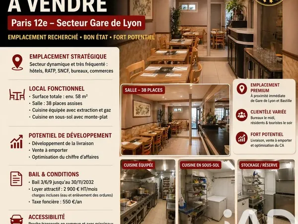 Restaurant 58 m² Paris