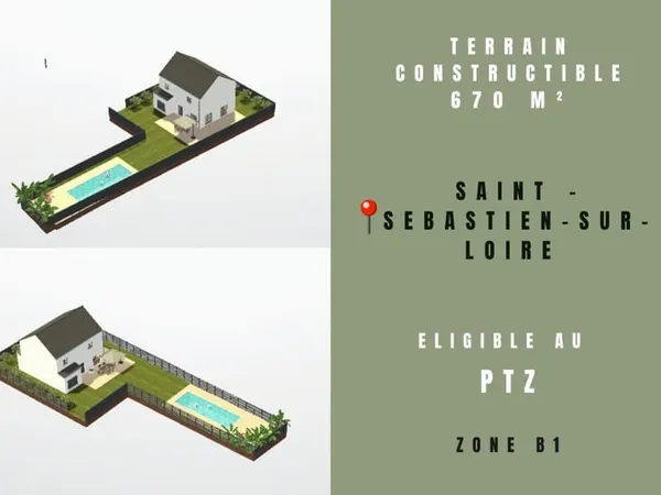 EXCLUSIVITE - Terrain à vendre - 657 m² en second rideau - PROCHE GARE ST SEBASTIEN SUR LOIRE