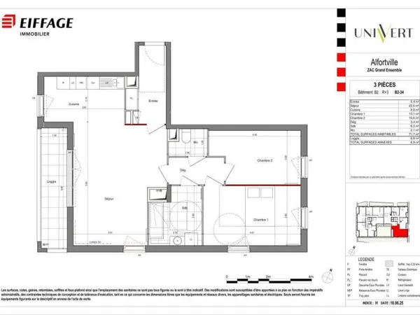Appartement 3 pièces 71 m²
