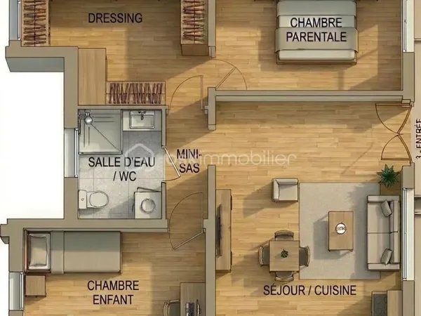Appartement 3 pièces 46 m²
