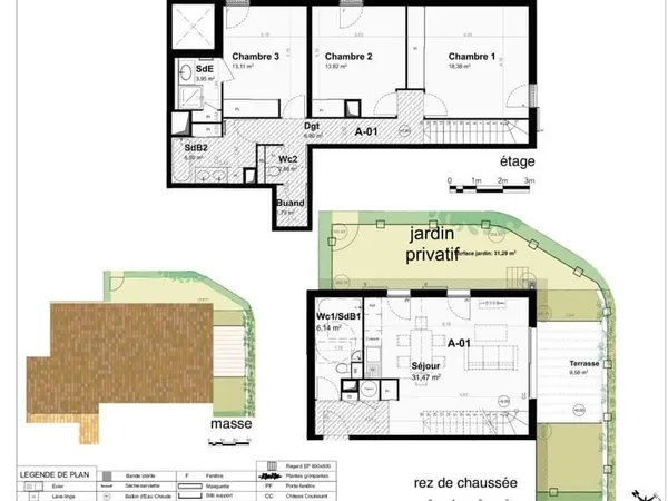 MAISON NEUVE TYPE 4 105 M2 À VENDRE AVEC JARDIN PRIVATIF, TERRASSE, DOUBLE PARKING EN SOUS-SOL ET PI