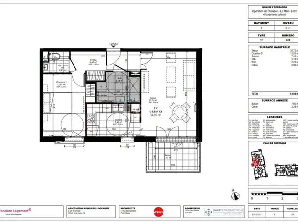 Appartement 2 pièces 55 m²