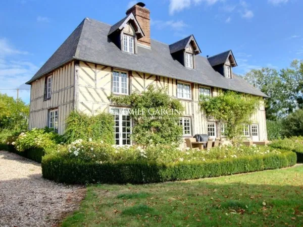 Propriété normande à louer à Clarbec - Jardin et terrasse