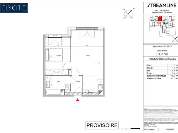 Appartement Nogent Sur Marne 2 pièce(s) 42.77 m2