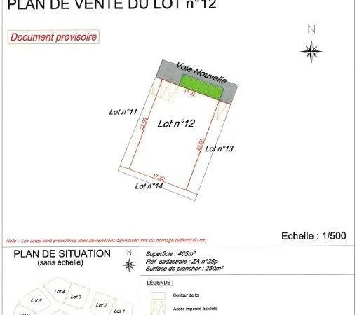 Terrain en individuel 465 m²