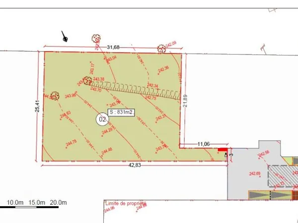 Terrain en individuel 831 m²