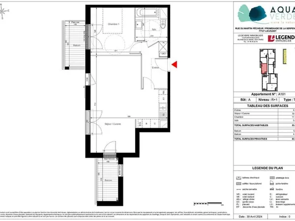 Appartement Lieusaint 2 pièce(s) 53.99 m2