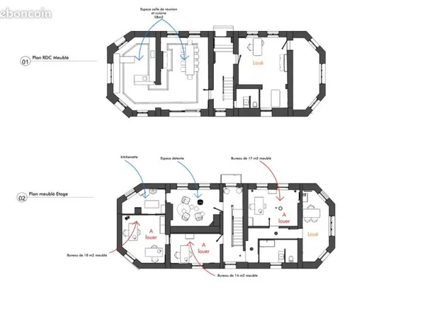 3 bureaux à louer - Landrecies - à partir de 450 charges comprises