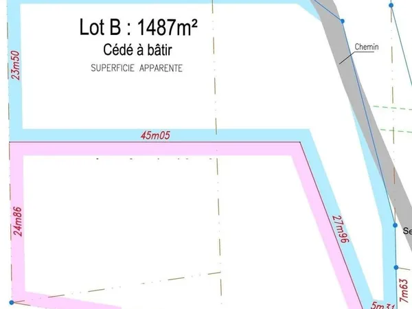Terrain constructible de 1487 m2