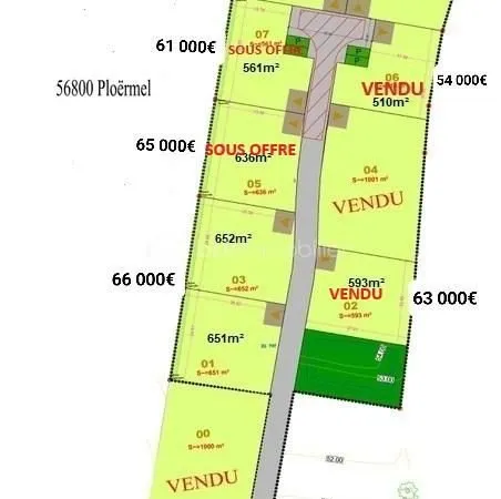 Terrain 651 m² Ploermel