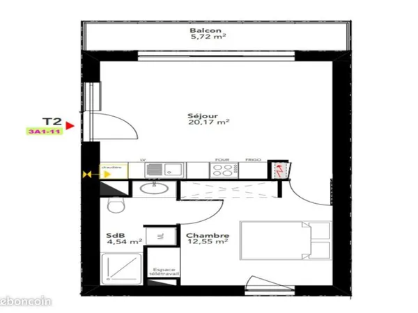 Appartement 2 pièces 37 m²