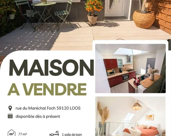 Coup de coeur - Maison 1930 rénovée + terrasse - Loos Foch