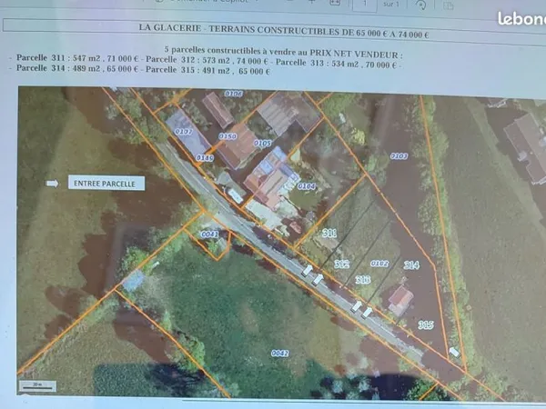 La glacerie - a vendre terrains constructibles de 65 000 a 74 000