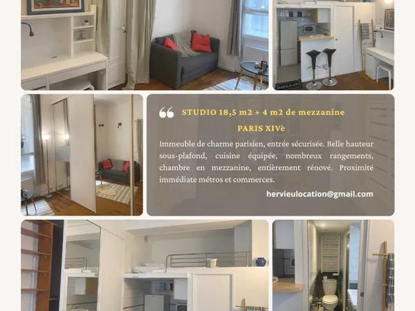 PARIS XIVè quartier Petit-Montrouge, APT de 18,5 m2 à louer