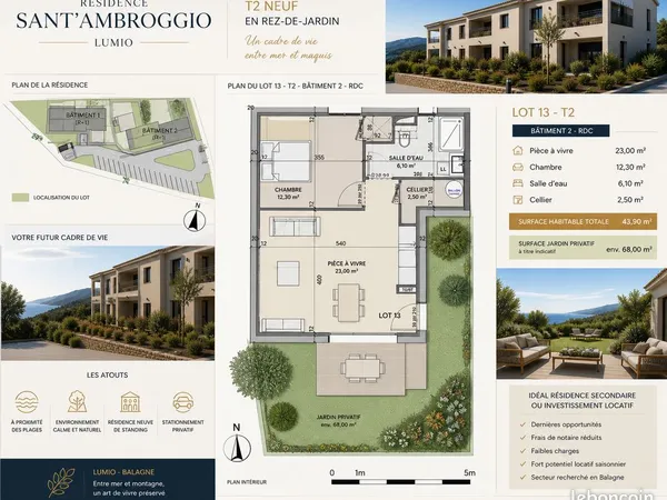 T2 neuf avec jardin - résidence sant'ambroggio - lumio