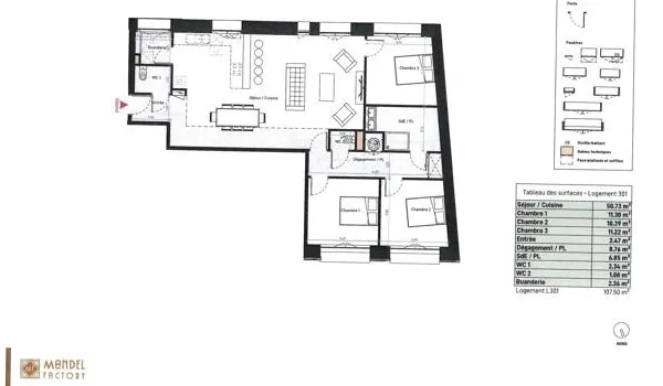Appartement 4 pièces 107 m²