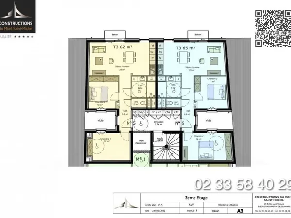 Appartement 3 pièces 62 m²
