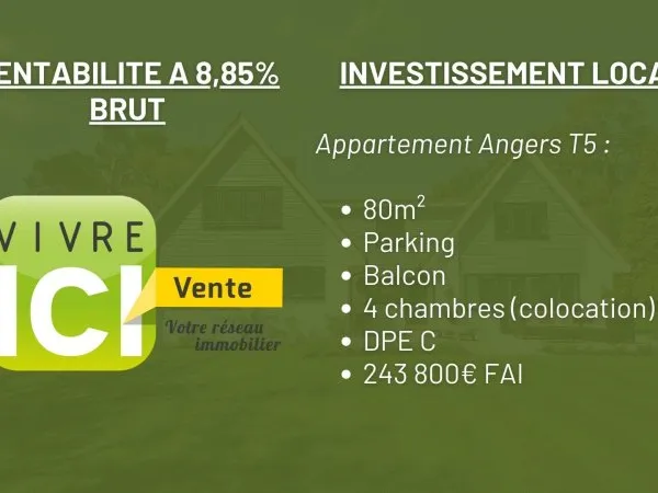 Appartement Angers 5 pièce(s) 80 m2 avec parking et balcon