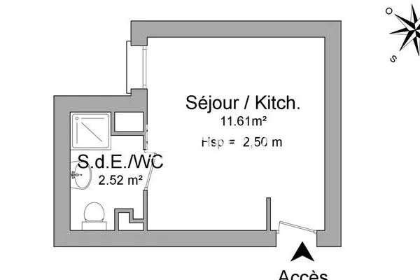 Studio 1 pièce 16 m²