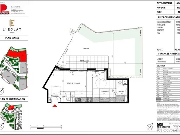 Location appartement T2 neuf, non meublé, centre Ploemeur